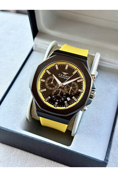 FERRO Sarı Silikon Kordon Erkek Kol Saati FM31348D-ZN Tüm Fonksiyonları Aktif...