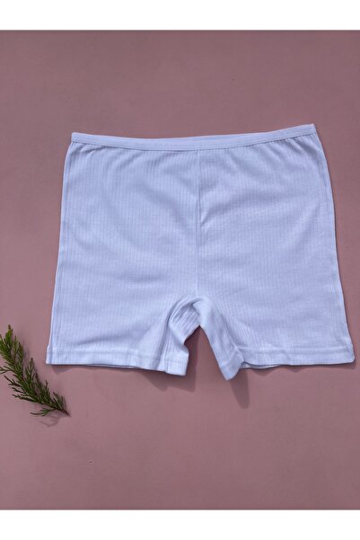 LEYNA BUTİK Kadın Fitilli 4 Adet Pamuklu Likralı Kadın Şort (Mavi-Pembe-Beyaz-Yeşil)