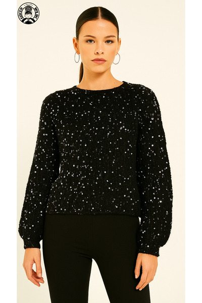 göçer Çanta İpi / Örgü İpi %100 siyah pamuk 3+6 iri gümüş pullu yumaklar 50gr X 2 =100gr