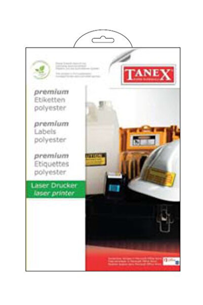Tanex TW-2533 Poliester Bela laserska etiketa 64.6x33.8 mm 25 listova/600 kom...