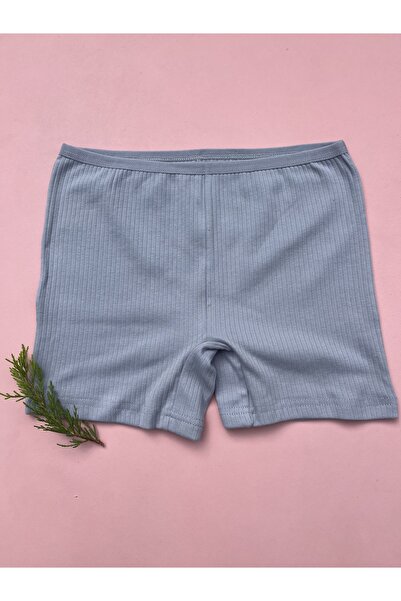 LEYNA BUTİK Kadın Fitilli 4 Adet Pamuklu Likralı Kadın Şort (Mavi-Pembe-Beyaz-Yeşil)