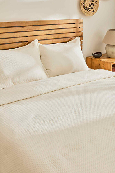 Kaşmir Home Arven Çift Kişilik Yatak Örtüsü Takımı Krem