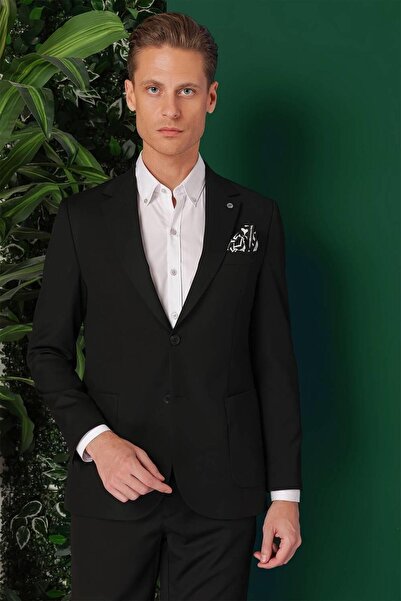 Efor Comfort Fit Torba Cep Esnek Pamuk Casual Siyah Ceket C 664