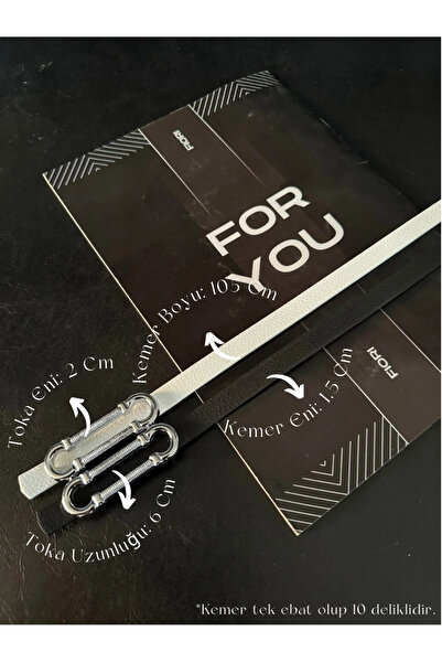 Fiori 2’li Gümüş Tokalı İnce Kemer, Pantolon Kemeri, Gömlek Kemeri, Ceket Kem...