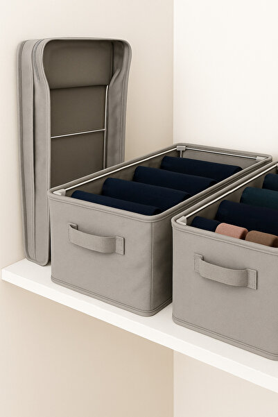 Handyol 2 bucăți 45x30x20 cu cadru de oțel, organizator pliabil pentru rafturi în dulap, cutie de depozitare