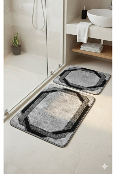 FOREVER ALDORA طقم سجادة حمام قابل للغسل مكون من قطعتين بقاعدة مضادة للانزلاق...