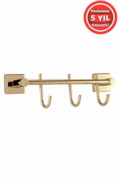 BanyomHome Altın Gold Paslanmaz Pirinç Karadeniz 3’Lü Set Askılık
