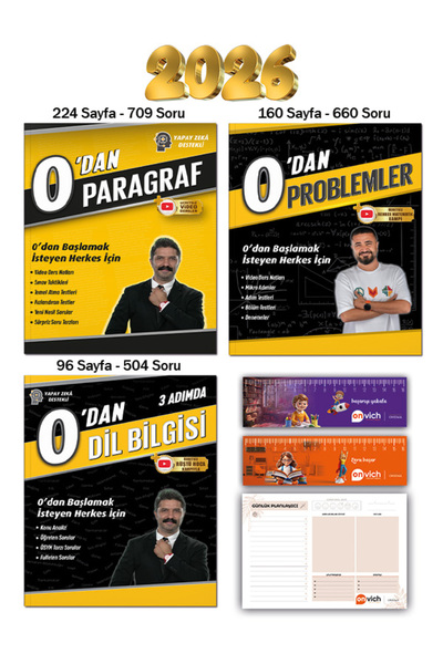 Rüştü Hoca 0 dan Dil Bilgisi - 0 dan Problemler - 0 dan Paragraf Set 3 Kitap