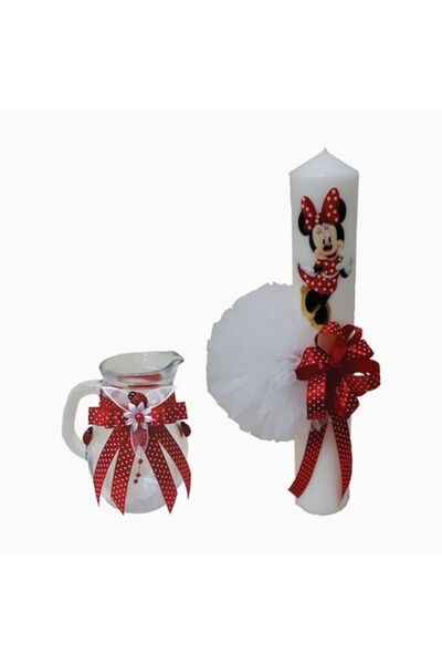 OEM Set Botez din Lumânare de 35 cm cu Minnie și Cantă 0.5 L ornate cu alb cu...