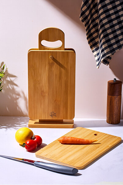 DrBambu Set of 4 Bamboo Cutting Boards – Hygienic, Durable and Stylish with S...
