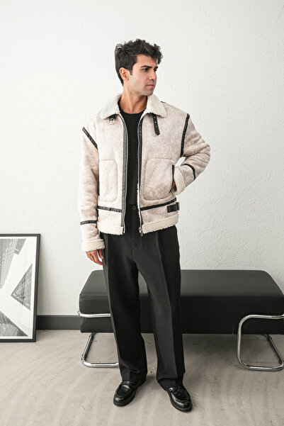 Butik Black Full Fur Lined Napa Leather Coat