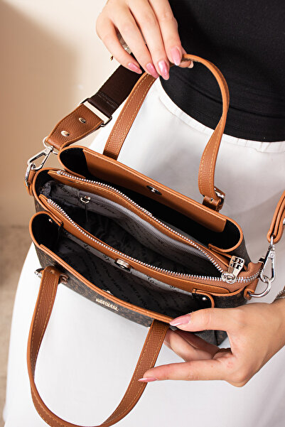 Just Polo Women's Brown-Tan Hand and Shoulder Bag