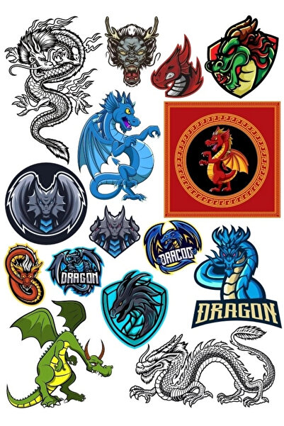 Reysa Tasarım مجموعة ملصقات التنين 13 18 قطعة للهاتف والكمبيوتر اللوحي والكمب...