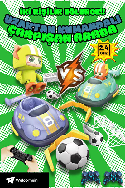 welcomein Oyuncak İki Kişilik Uzaktan Kumandalı Çarpışan Arabalar Şarjlı Drift Atan Hızlı Işıklı Müzik Efektli