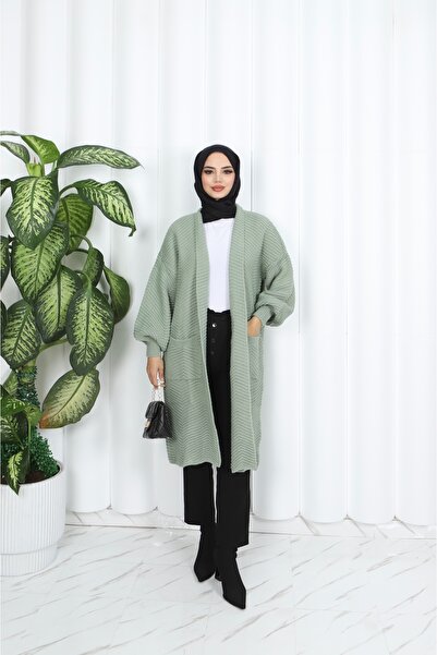 NİSUM MODA Спереду переплетений товстий кардиган