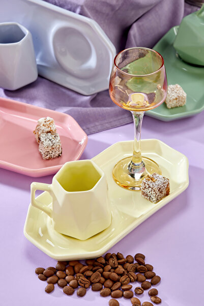 Yumuk Shop 6 Kişilik 12 Parça Sunumlu Prizma Kahve Fincan Takımı