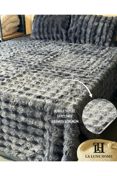 gülce home BUBBLE TAVŞAN TÜYÜ UYKU SETİ VE YATAK ÖRTÜSÜ