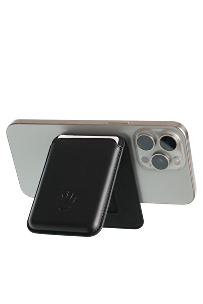 WATCHOFROYAL Black Magnetic Card Holder with Kickstand Stand