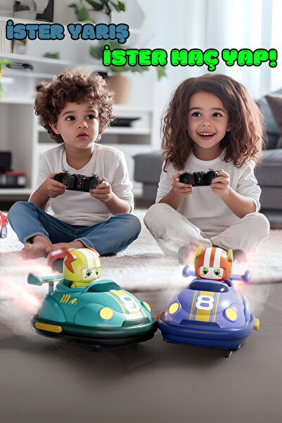 welcomein Oyuncak İki Kişilik Uzaktan Kumandalı Çarpışan Arabalar Şarjlı Drift Atan Hızlı Işıklı Müzik Efektli