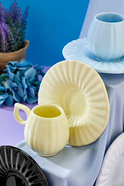 Yumuk Shop 6 Kişilik 12 Parça Lüks Pure Colourful Kahve Fincan Takımı