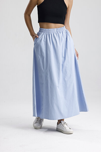 Gülmude Hidzsáb szoknya, hosszú dupla zsebes poplin szövet, rugalmas derék, nem látható belső szoknya bélés nélkül (90 cm)