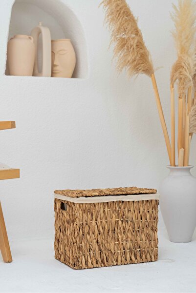 KaiHome Coș de rufe din răchită cu capac, dimensiune mică, model 46x29x35, organizator/coș de rufe