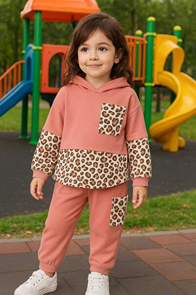 Pink cherry Leopard Detailed Double Baby and Children's Set