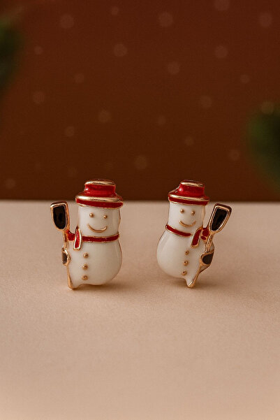 Jaida Moda Kadın Kardan Adam Ve Ren Geyiği Figürlü Yılbaşı Noel Küpe