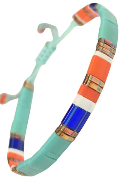NAZLI TAKILAR سوار نسائي قابل للتعديل من خرز ميوكي تيلا الزجاجي بألوان الفيرو...