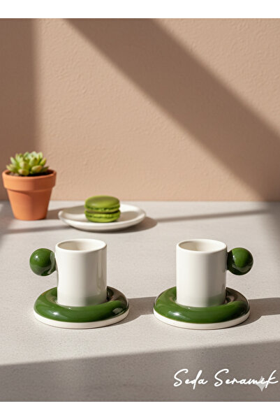 seda seramik Handmade 9 Color Dragee Series 4-Piece Coffee Cup Set for 2 People