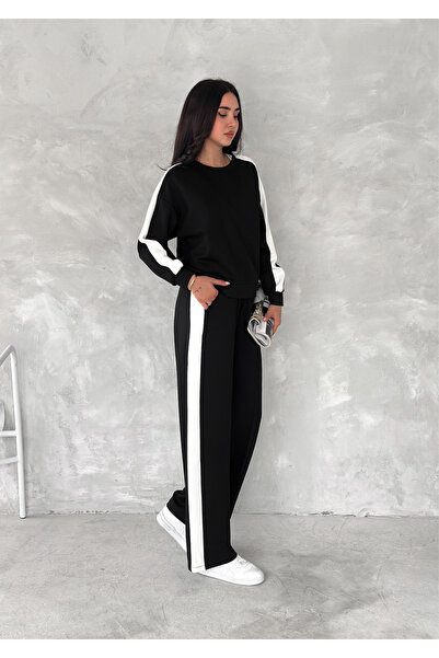 SLAW REZZ Modal Fabric Tracksuit Set White Striped Tracksuit Set