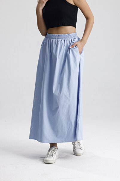 Gülmude Hidzsáb szoknya, hosszú dupla zsebes poplin szövet, rugalmas derék, nem látható belső szoknya bélés nélkül (90 cm)