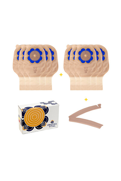 Protea Vital Set 10 pungi colostomie/ileostomie 13–63 mm, cu evacuare, filtru integrat și clemă