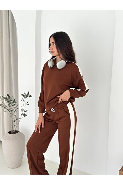 SLAW REZZ Modal Fabric Tracksuit Set White Striped Tracksuit Set