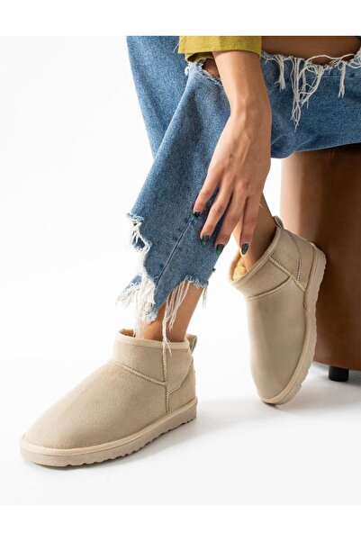 akix Suede Fur Lined Thick Sole Short Ankle Women's Boots & Booties