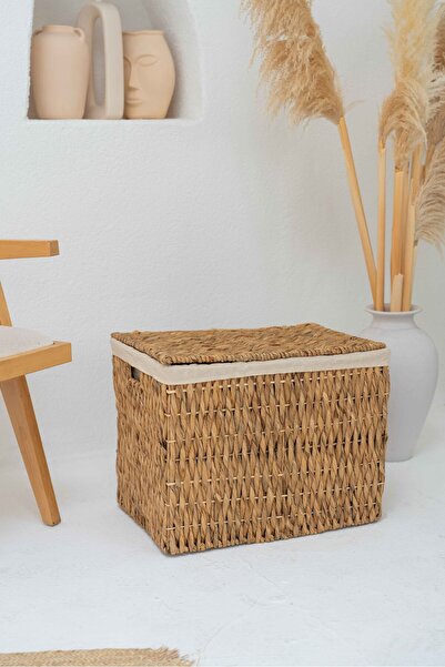 KaiHome Cufă de depozitare din răchită cu capac, model 56x39x44 cm, organizator/coș de rufe