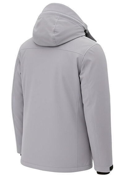 SİVAİST Ανδρικό γκρι αδιάβροχο χειμερινό παλτό με κουκούλα – Ανθεκτικό στον αέρα και τη βροχή