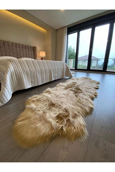 FeelHome Puffin Yumuşacık Kuzu Çift Kafa Post Kaymaz Taban Kürk Halı Makinede...