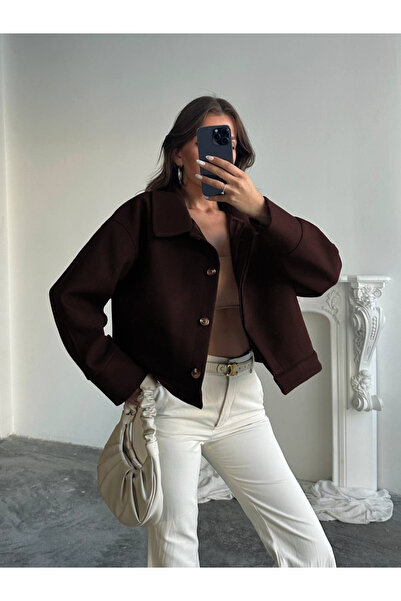 Panku Bizu Design Store Silvia Yarasa Kol Yün Karışımlı Kaşe Bomber Ceket