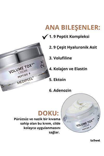Medipeel Peptide 9 Volume Tox Cream Pro 50 ml Peptit ve Ektoin İçeren Yenileyici Krem M0074