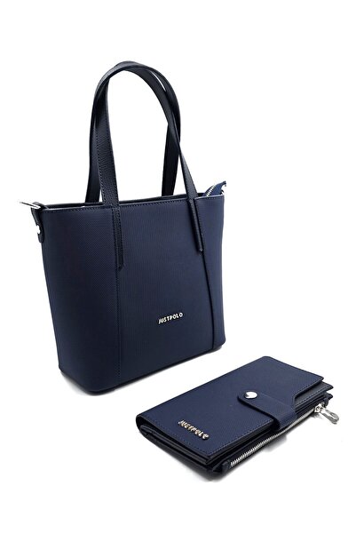 Just Polo Justpolo Women's Navy Blue 4 Compartment Bag Wallet Set