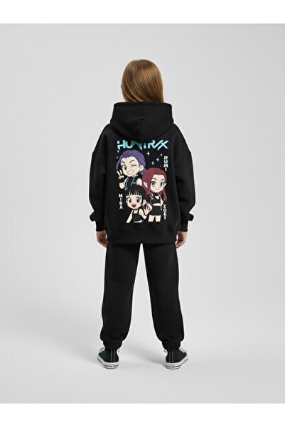 Aselin Kids Children's K-Pop Demon Hunters Hunterix Zoey Rumi Mira Printed Oversize Unisex Tracksuit Set
