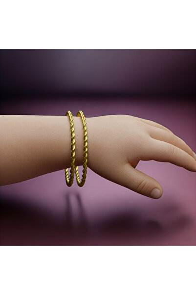 Hac AVM 2’li Gold Çelik Burma Model Çocuk Bilezik – Paslanmaz, Şık ve Hediyelik Bileklik