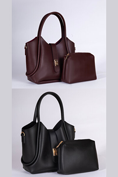 macsoo 2 BUC. GEANTĂ NEGRĂ MARO ROȘU PENTRU FEMEI CU DETALIE DE ÎNCHIDERE EXT...