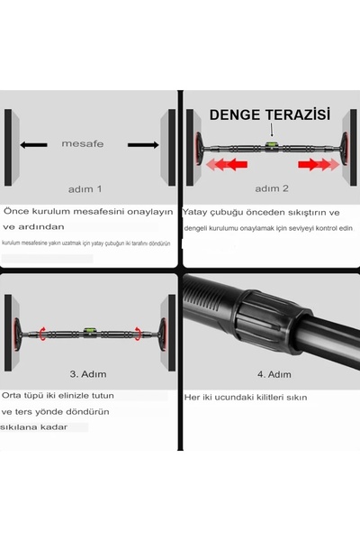 Tisul Yeni Nesil 92-120CM Koridor Kapı Barfiksi Çekme Barı Demiri Bar BARFİX Barfix Aleti Çubuğu