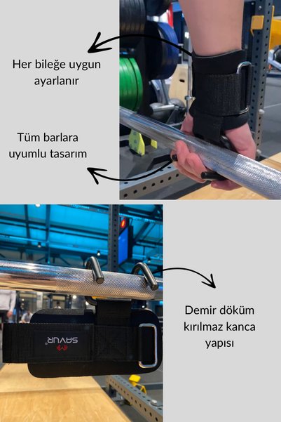 SAVUR Kancalı Fitness Bileklik Wristband With Hook 2’Li Kancalı Destek Bilekliği