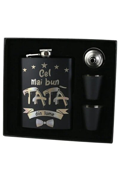 velve Set personalizat „Cel mai bun Tata din lume” cu plosca, palnie si doua ...