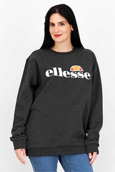 Ellesse Women Crew Neck Long Sleeves Graphic Sweatshirt, Dark Grey