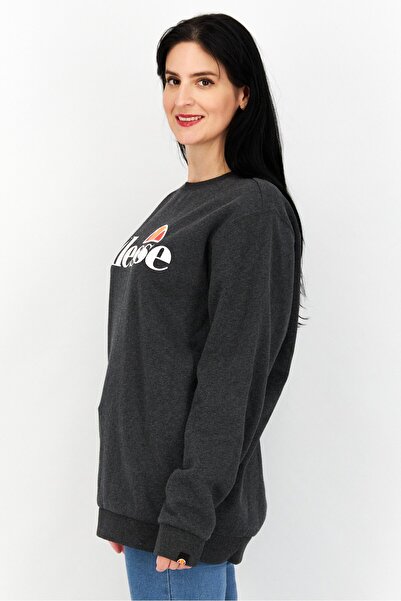 Ellesse Women Crew Neck Long Sleeves Graphic Sweatshirt, Dark Grey
