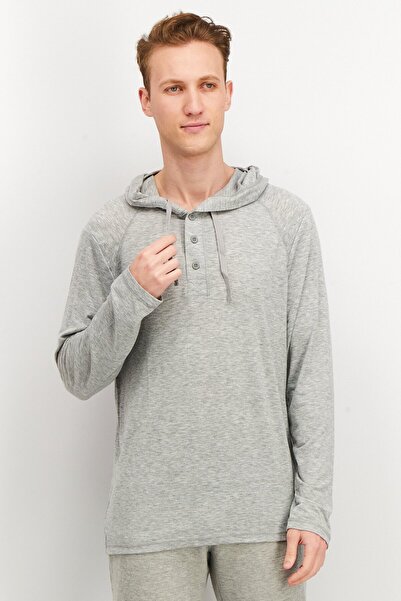 Rainforest سويت شيرت رجالي بغطاء رأس رأس وأكمام طويلة، رمادي هيذر